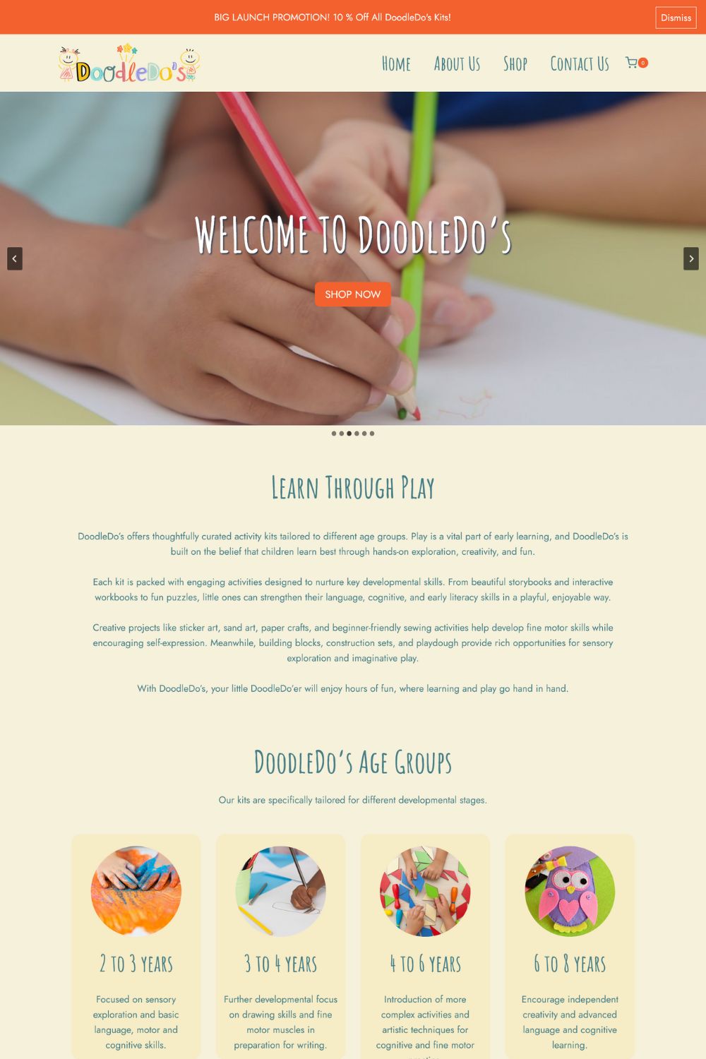 Homepage of the DoodleDo’s website