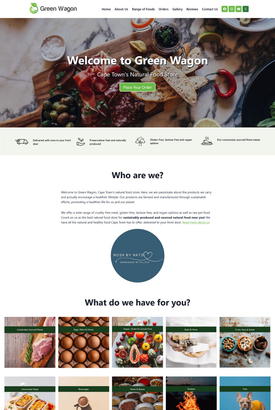 Homepage of the Green Wagon website