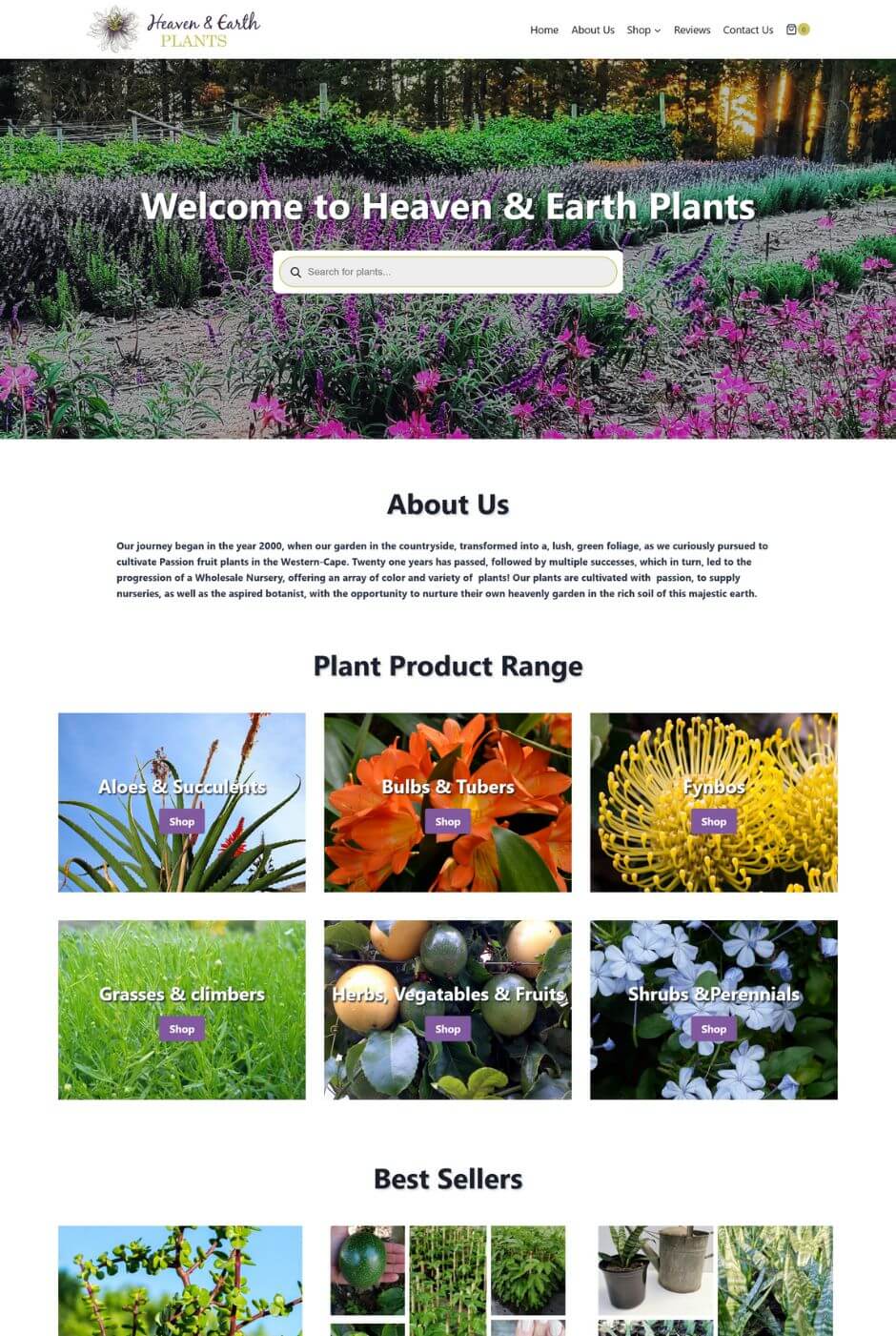 Homepage of the Heaven and Earth Plants website