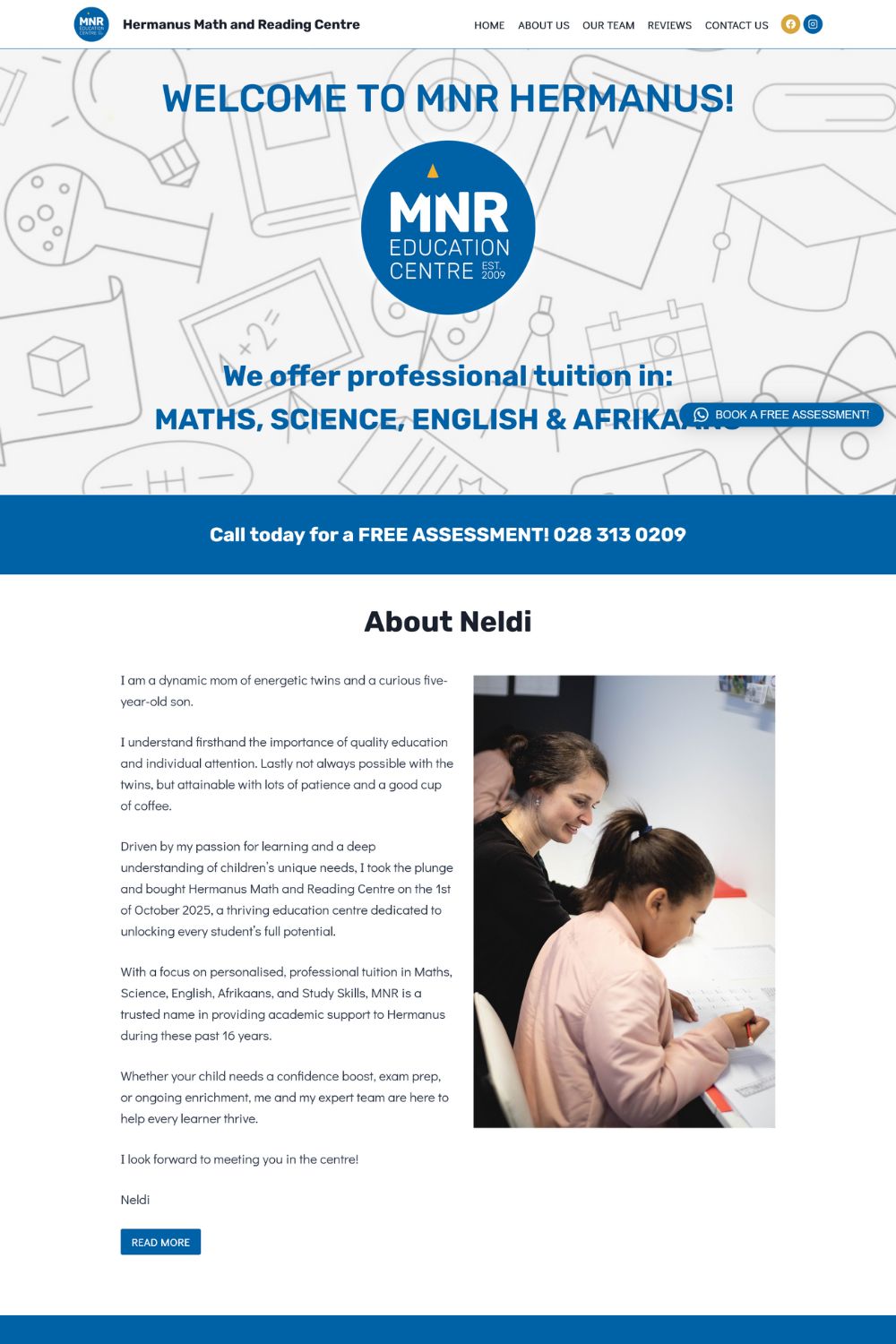 Homepage of the Hermanus Math and Reading Centre website