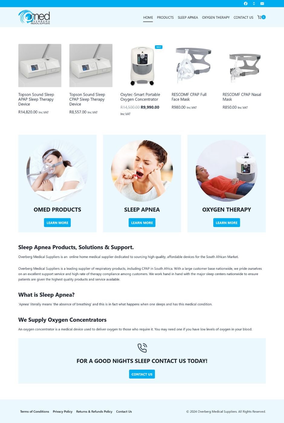 Homepage of the Overberg Medical Suppliers website