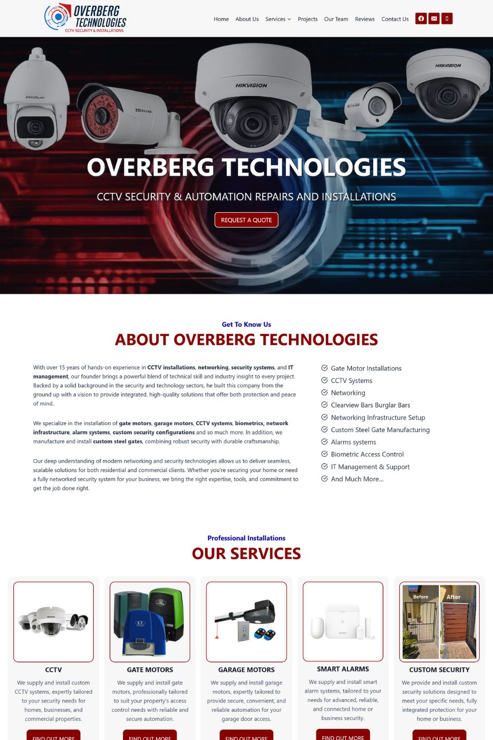 Homepage of the Overberg Technologies website