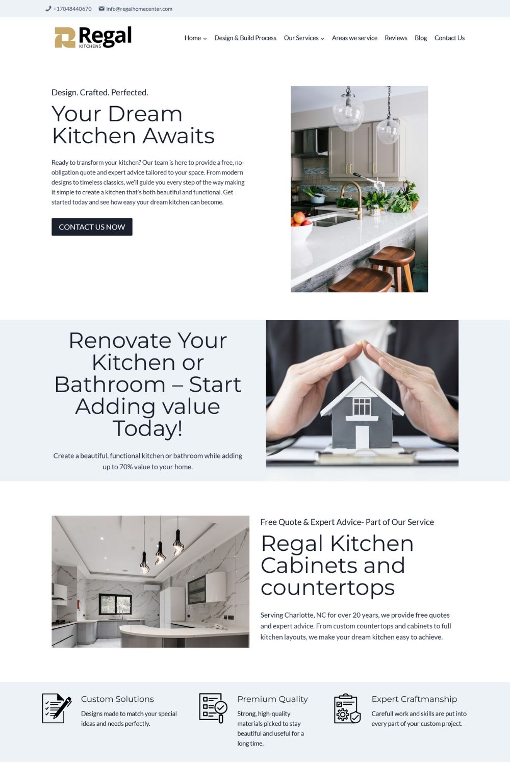 Homepage of the Regal Home Center website