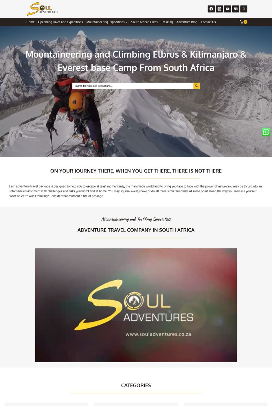 Homepage of the Soul Adventures website