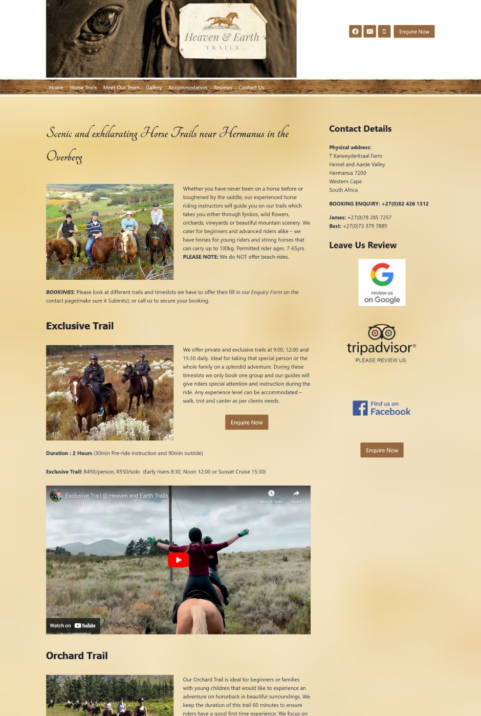 Homepage of the Heaven and Earth Trails website