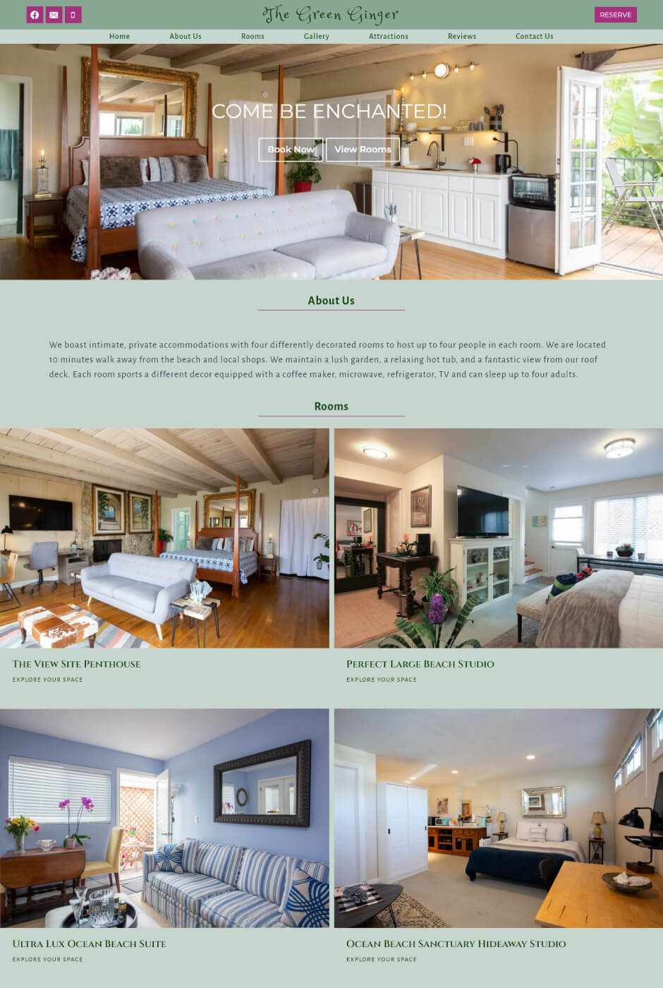 Homepage of the The Green Ginger website