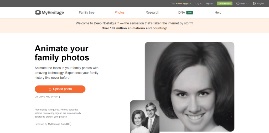 Myheritage Deep Nostalgia Myheritage Deep Nostalgia